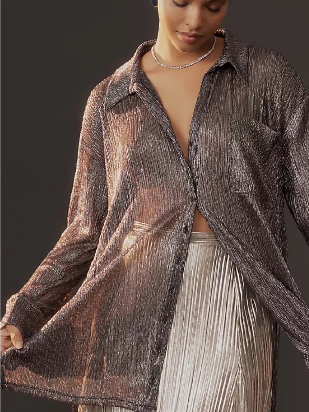 Anthropologie Pilcro Metallic Shirt Size 3X